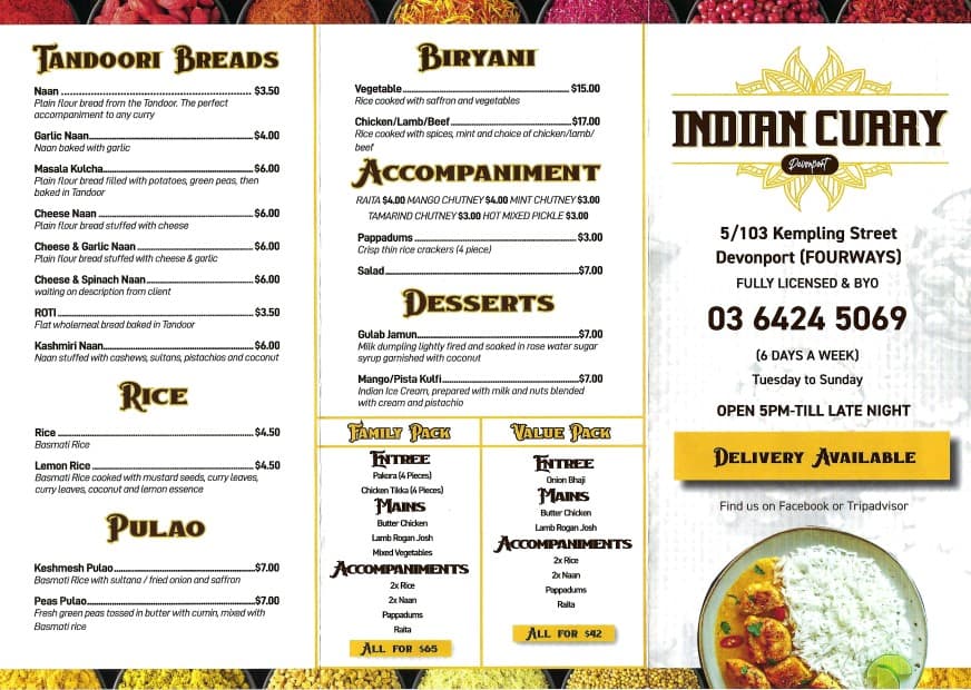 indian curry menu back