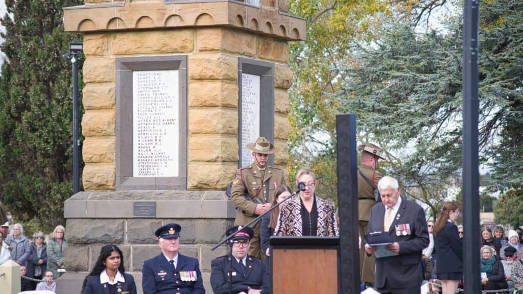 Commemorative service at Australian war memorial.